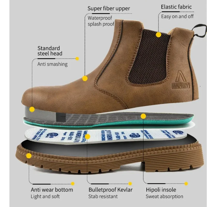 Stahlkappen-Arbeitsschuhe für Herren, wasserdichte Sicherheitsschuhe aus Leder, robuste Sicherheitsschuhe für Industrie und Bauwesen mit Stahlkappe_voghion.com