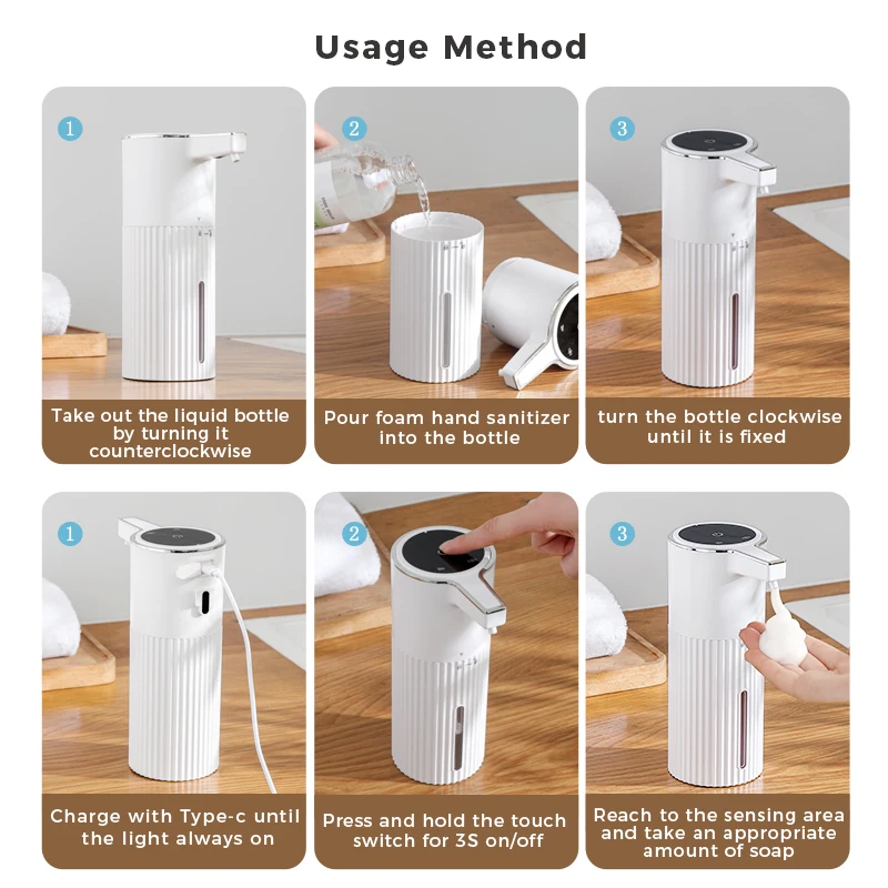 جديد الحائط موزع الصابون الأوتوماتيكي رغوة غسالة اليد الذكية 400 مللي السائل قابلة للشحن الحمام التعريفي الاستشعار