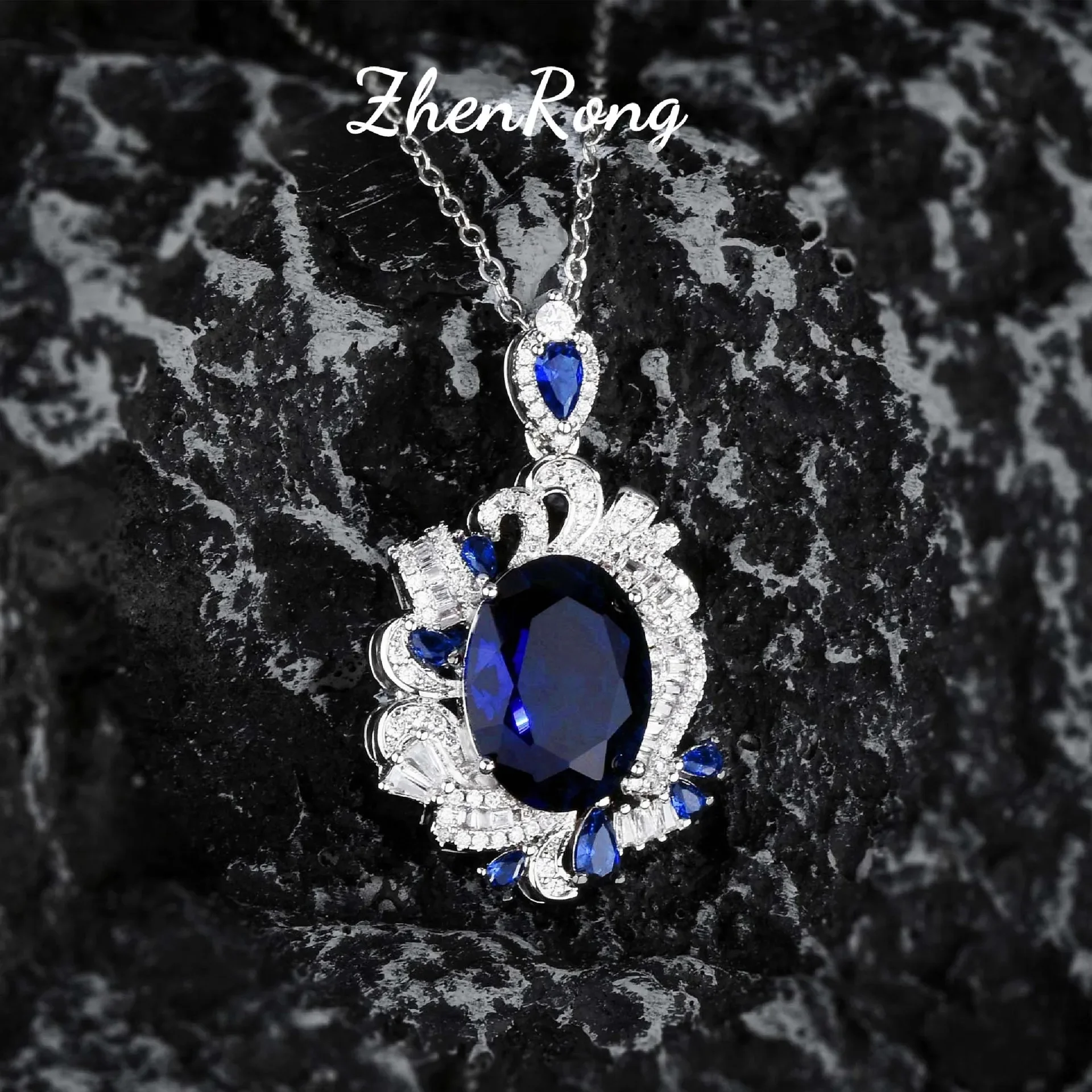 Exquisite Luxury Sterling 925 Silver Tansang Stone Treasure Sapphire Necklace Ring Earring for Women Dainty Wedding Jewelry Sets