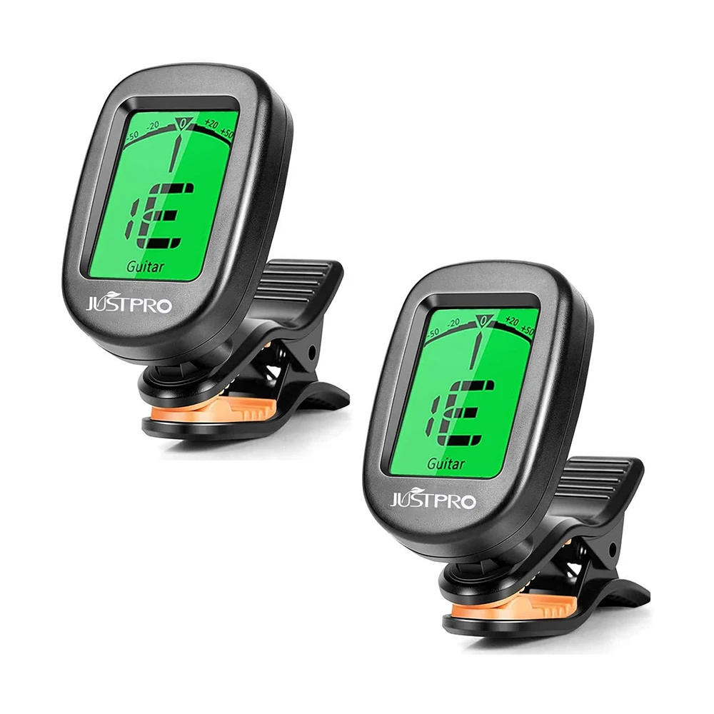 Afinador de guitarra JUSTPRO para todos los instrumentos, sintonizador electrónico con Clip para guitarra, bajo, ukelele, violín, mandolina, Banjo