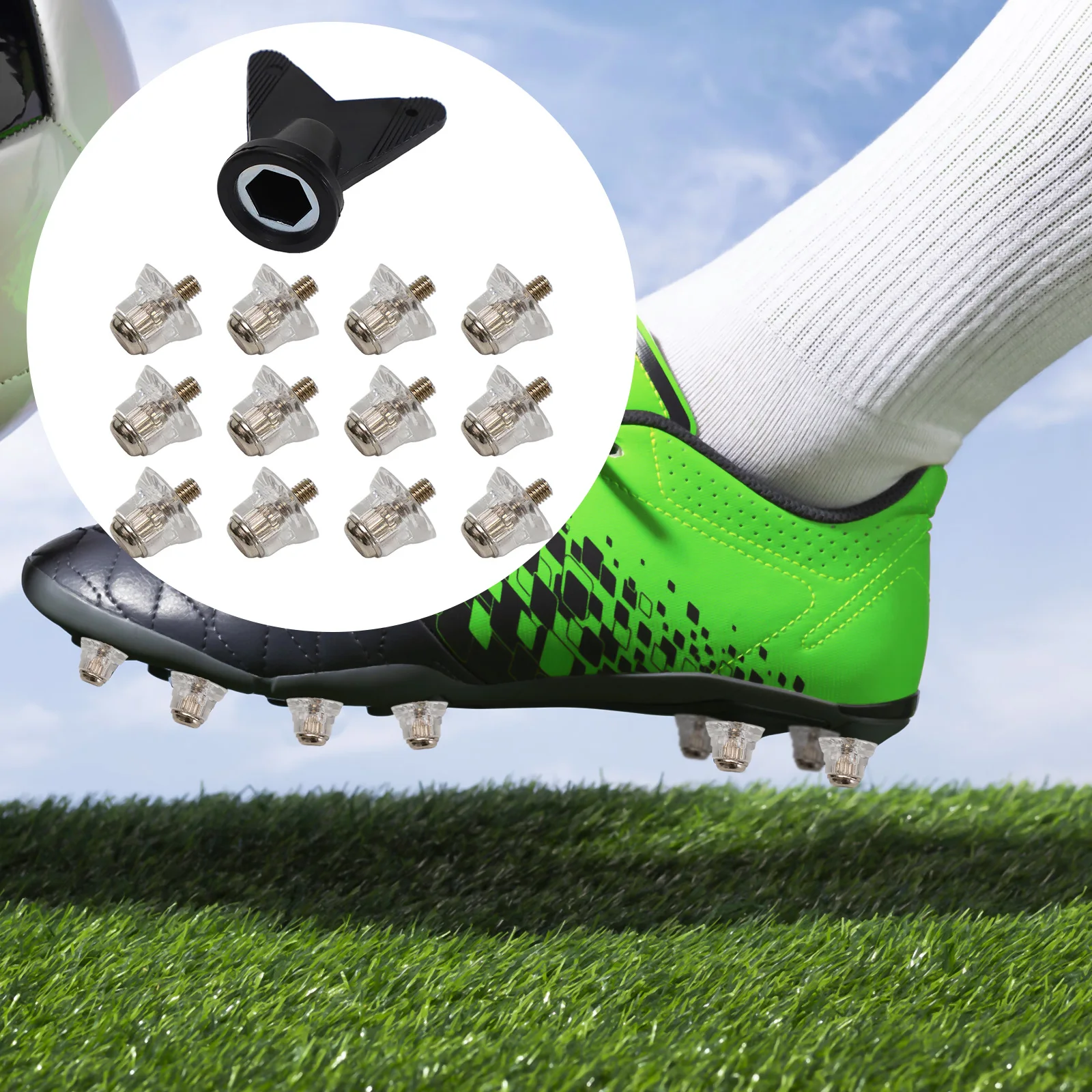 12PCS Football Boot Studs Replacement 13MM-16MM Football Shoes Cleats Spikes With Wrench Tool For Athletic Sneakers Hiking Shoes