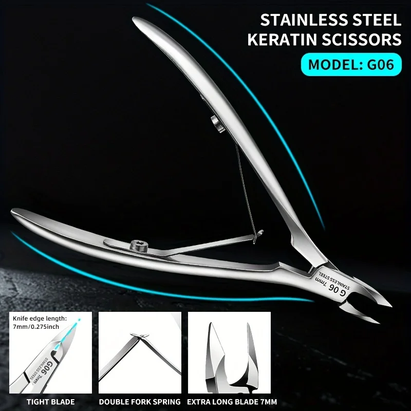 날카로운 칼날이 있는 전문가용 스테인리스 큐티클 트리머 - 정밀한 매니큐어 및 페디큐어를 위한 이중 스프링 손톱깎이