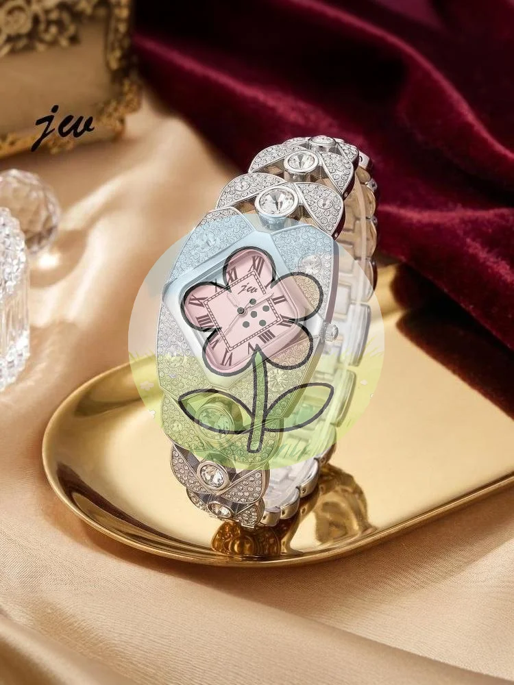 Luxury Women Rhinestone Silver Watch Square Roman Numerals Dial Party Daily Wear Gift For Ladies
