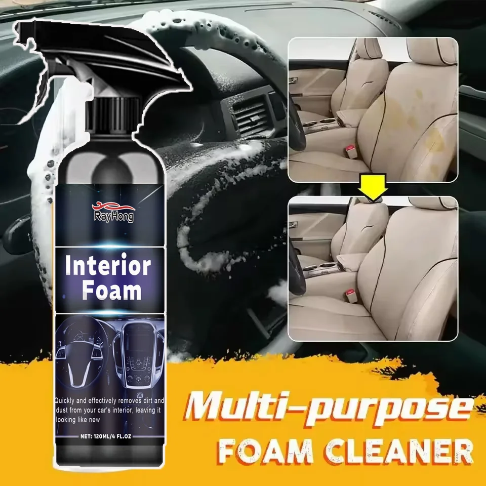 متعددة الأغراض سيارة الداخلية رغوة الأنظف الجلود الفانيلا المنسوجة النسيج رذاذ المنظفات مزيل سقف المقعد داش تنظيف 120 مللي #1