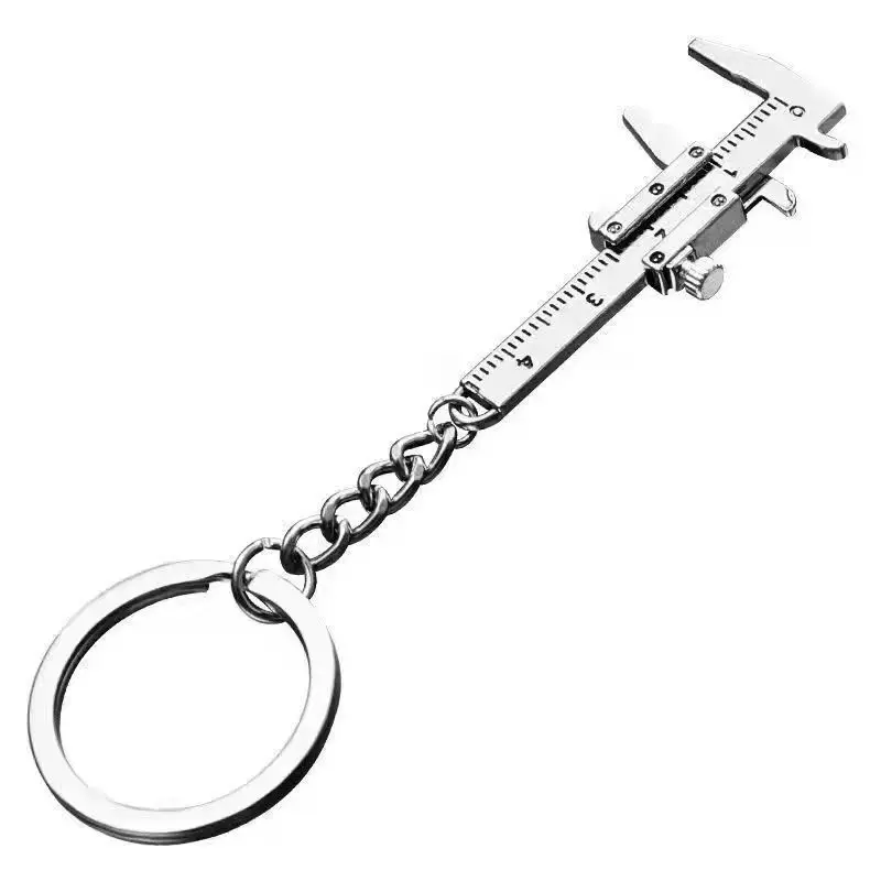 Portable Mini Vernier Caliper Silver Measurement Tool Pendant Metal Material Automobile Turbo Key Chains Accessories Toys