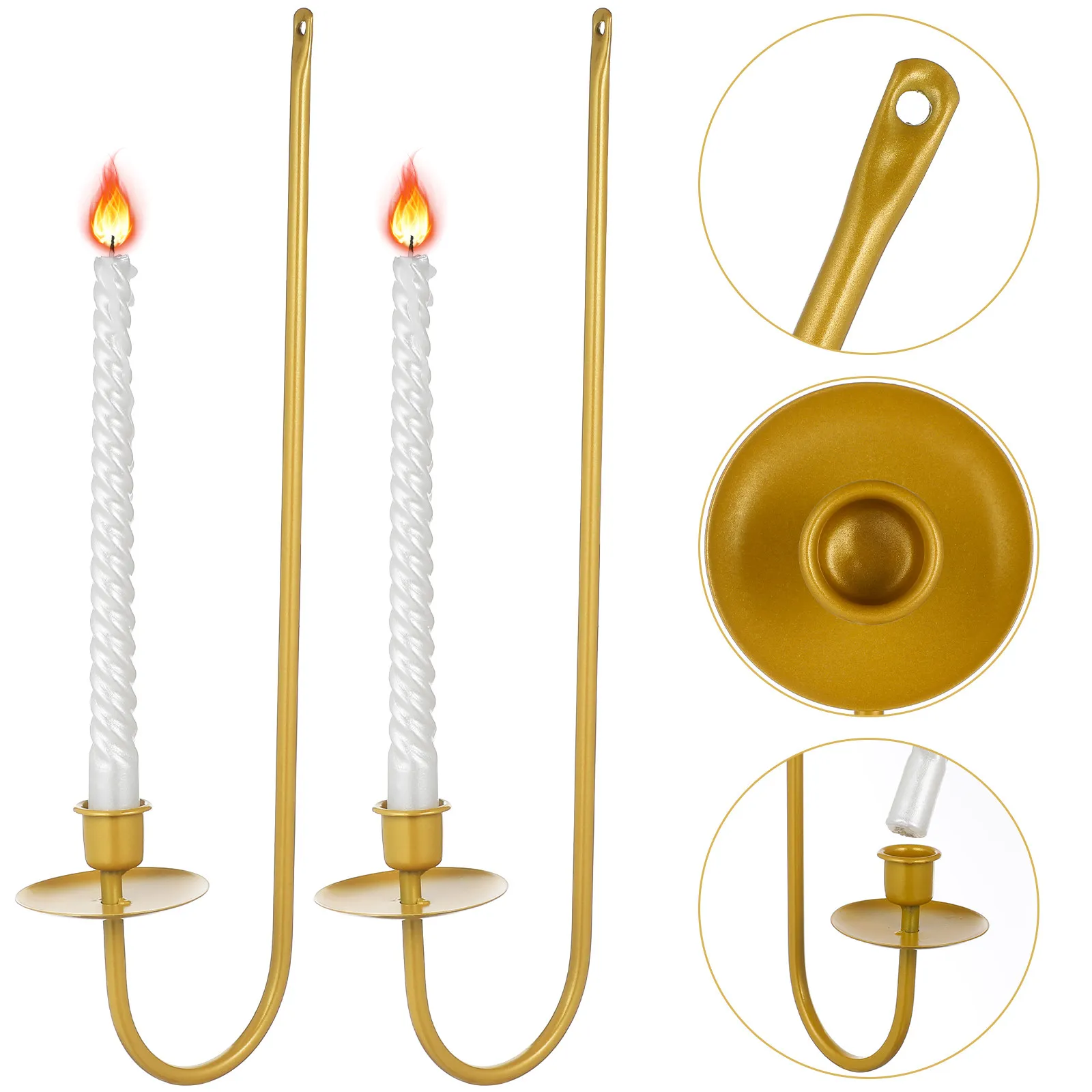 2 pcs Holder Candlestick Home Decor Table Wedding Halloween Christmas New Year Bedroom Wall Decor Apartment Decor Sconces