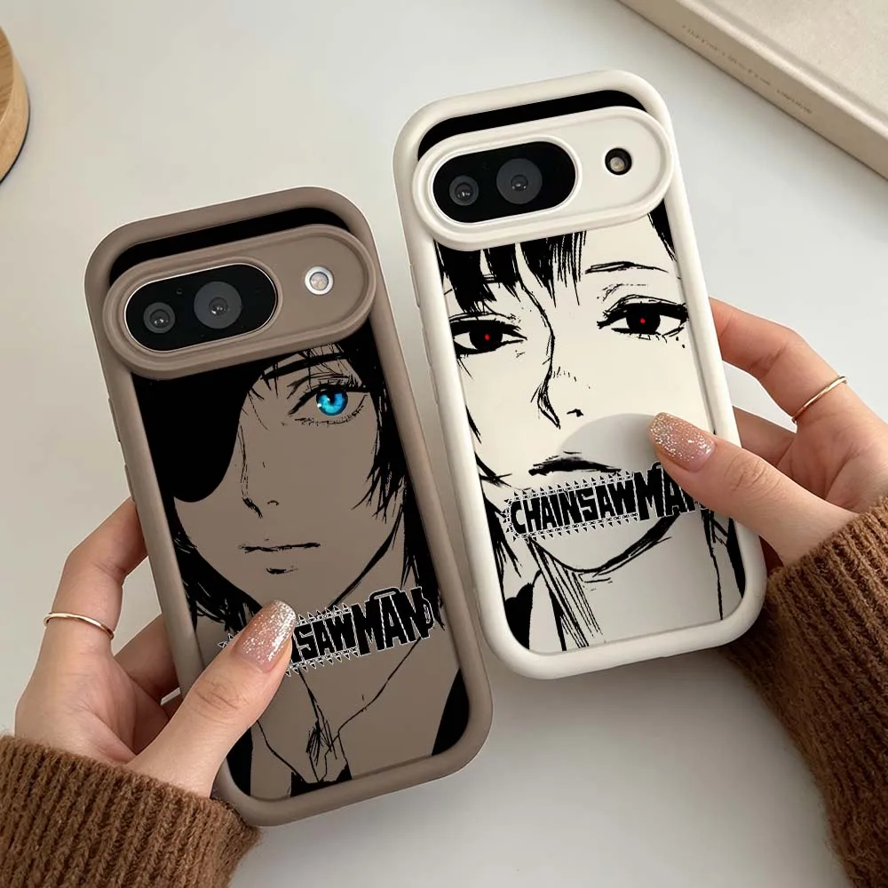 Funda de silicona suave a prueba de golpes con diseño de Comics Chainsaw Man Comics Girl para Google Pixel 10 9 8A 8 7 7A Pro XL 5G Eye Ladder