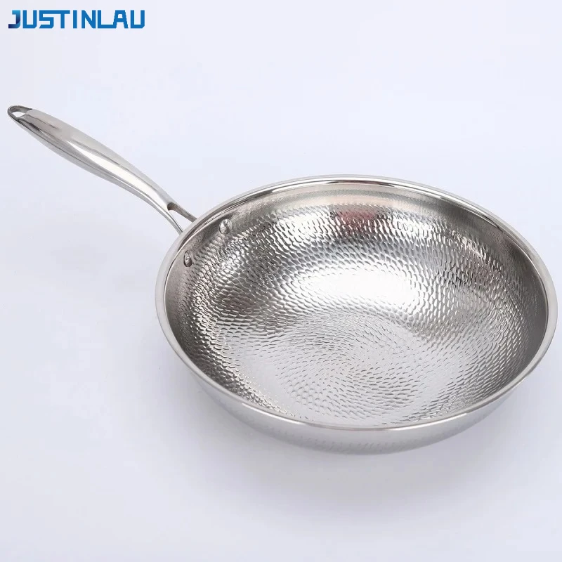

JUSTINLAU 32/34 см трехслойная стальная сковорода с антипригарным покрытием, титановый спрей, рыбья чешуя, молоток, кухонная посуда, сковороды