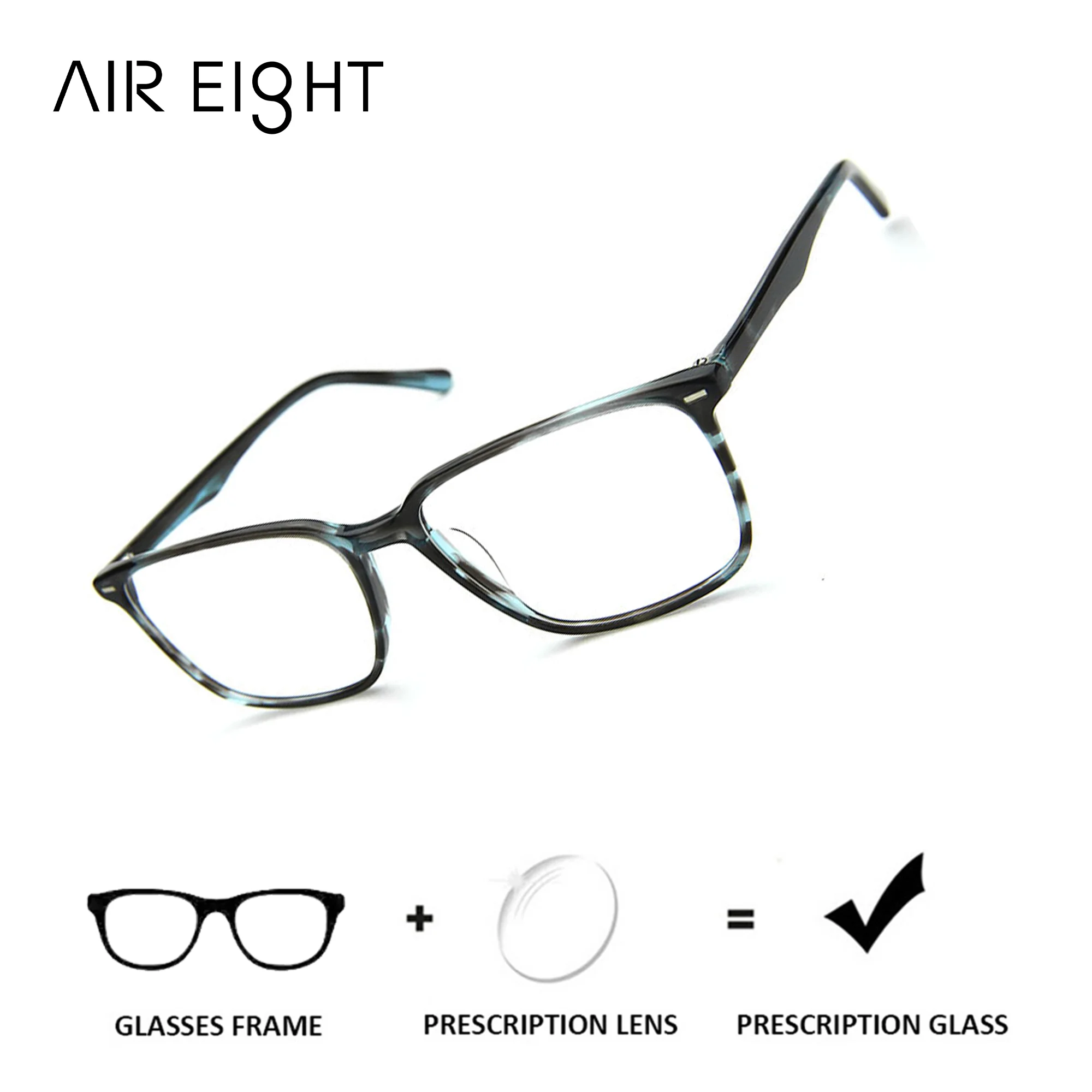 

AIR EIGHT Acetate Rectangle Prescription Glasses for Men Progressive Custom Optical Eyeglasses Photochromic Eyewear