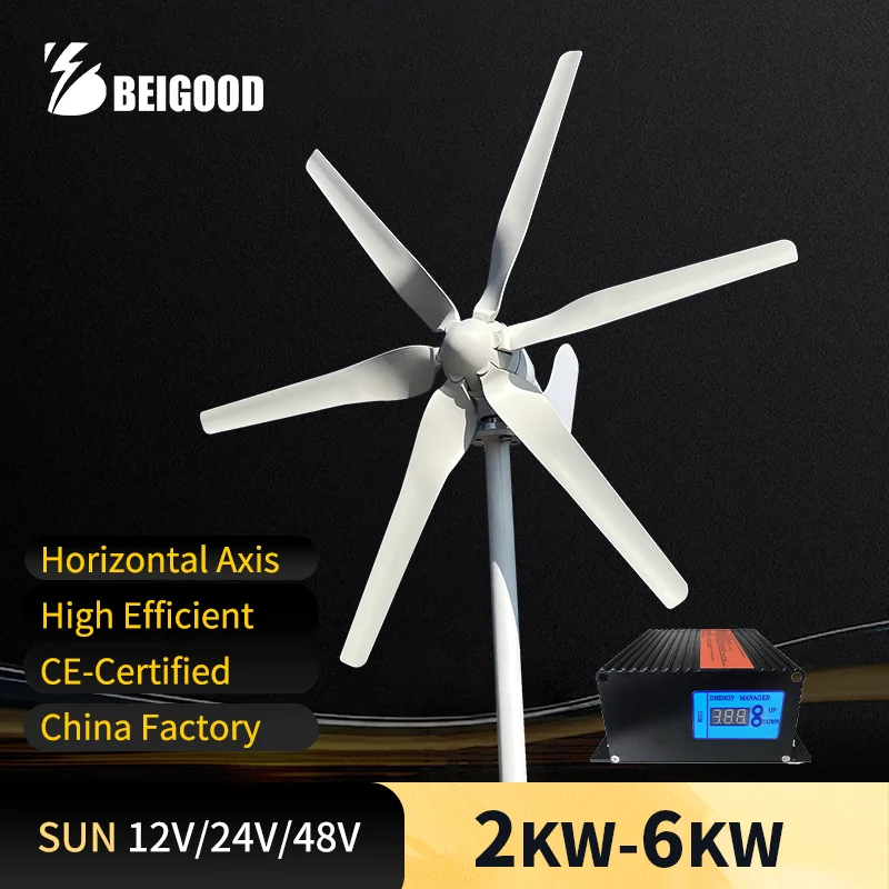 New Energy Windmill Wind generator 6000W Wind generator Wind Turbine 12V/24V/48V High Efficiency Low Noise Low Wind Start