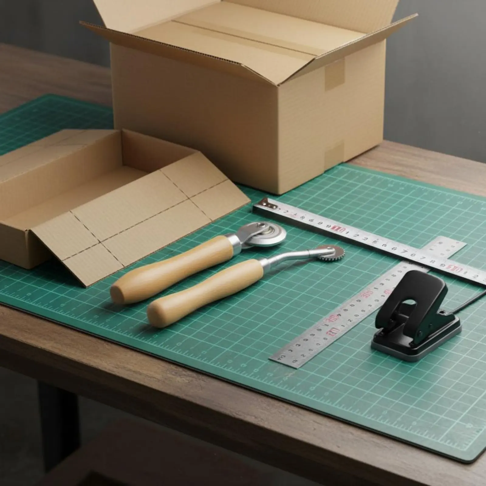3 Pieces Box Resizer Tool Measuring Tape Included Cardboard Scorer Box Punch Tool Cost Saving Package Ruler Set Easy to Use