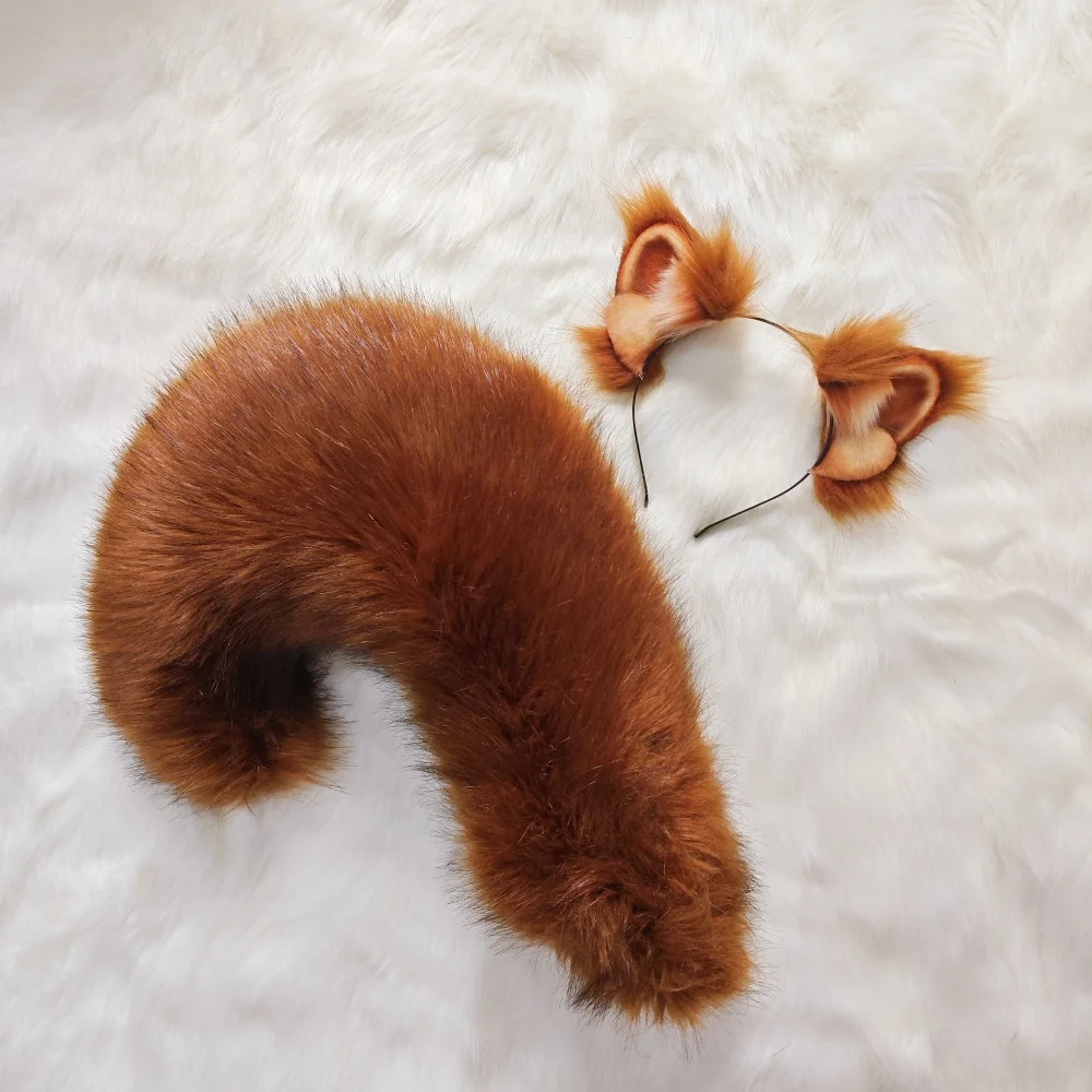 Handmade Work Anime Simulation Beast Squirrel Ears Hairhoop Tail Cosplay Carnaval Gothic Lolita Halloween COSPLAY Accessories image 3