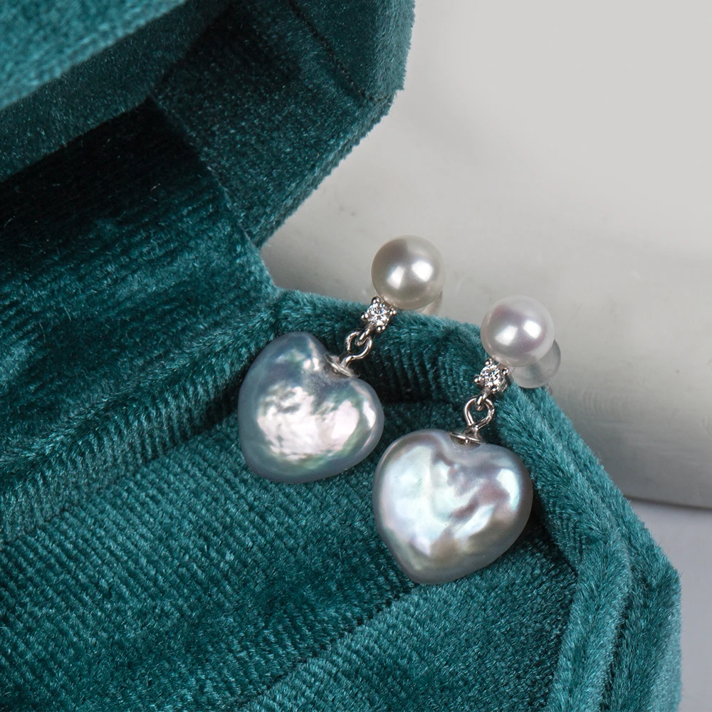 

Подарок на День святого Валентина для нее, жемчужные серьги в форме сердца, романтический подарок для подруги PE033