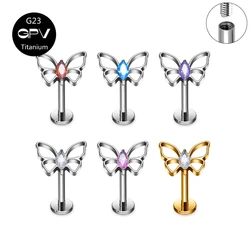 ASTM G23 Titanium Earnail Hollow Butterfly Fashion Women's Ear Cartilage Nail Classic Human Perforation Jewelry Lip Nail