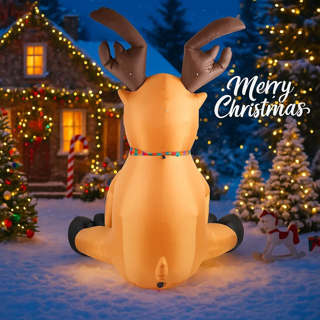 8.2FT Inflatable Toys Reindeer Candy Santa Claus Gift Bag Xmas Yard Lawn Party Decoration LED Christmas  Outdoor Holiday Gift