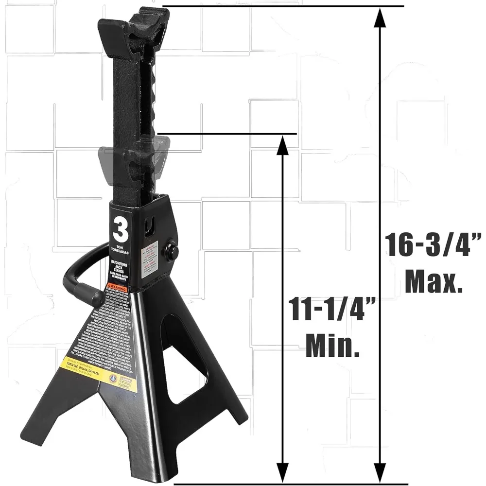 Podpórki stalowe 3-tonowe, udźwig 6000 funtów, czarna para do podtrzymywania pojazdów