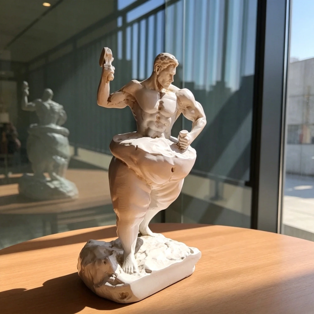 Body Sculpture Self-Motivation Muscle Man Statue Resin Fitness Figurine Desk Ornament Special Gift for Weight Loss Friends