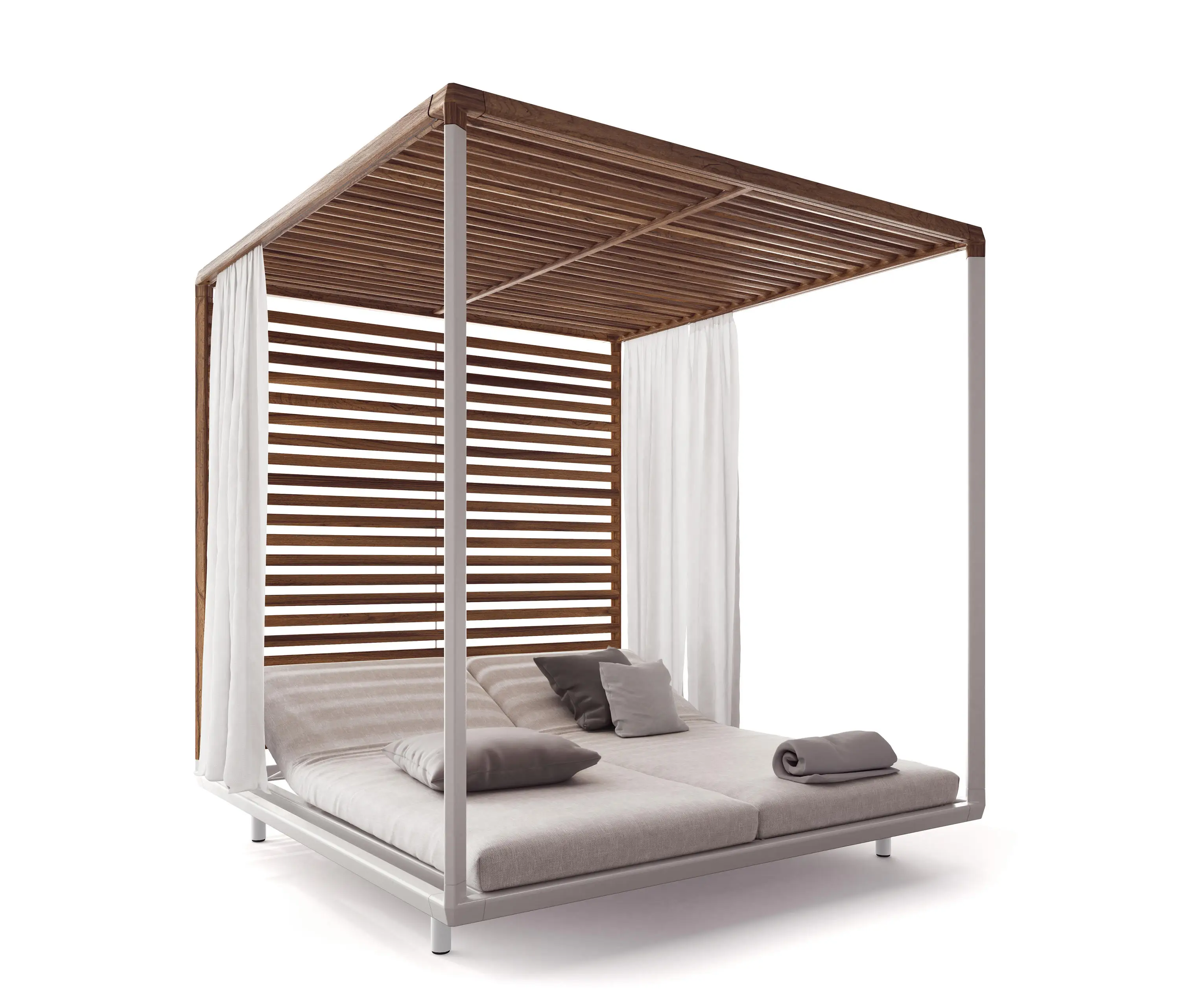 Modern Double Aluminum Weather Resistant Sun Lounger with Canopy for Patio Garden Beach Hotel & Park Use