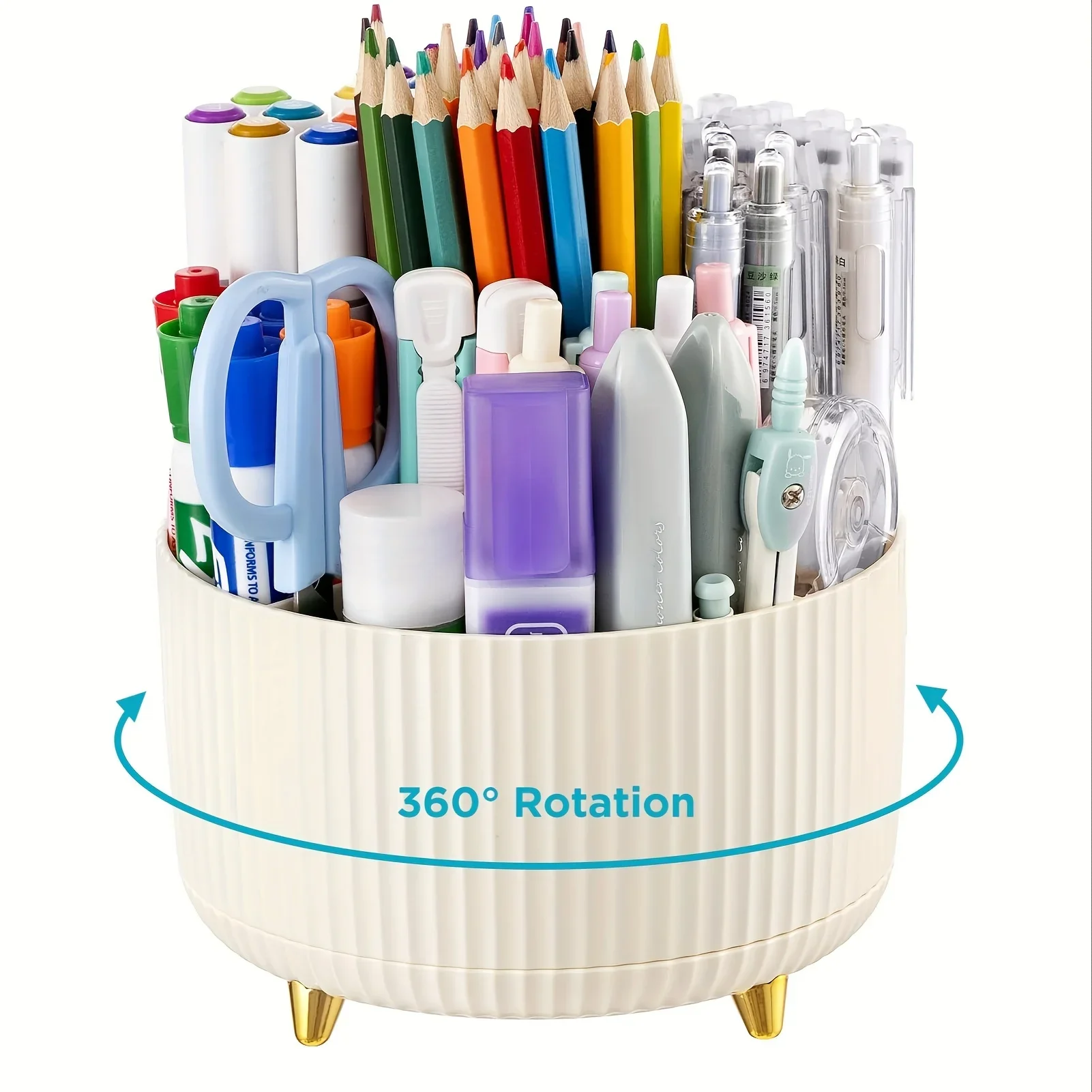 Desktop Pen Holder, Pen Holder, 5 Slots ° Rotating Desktop Organizer And Accessories, Cute Pen Cup Pot For Office, School, , Ar