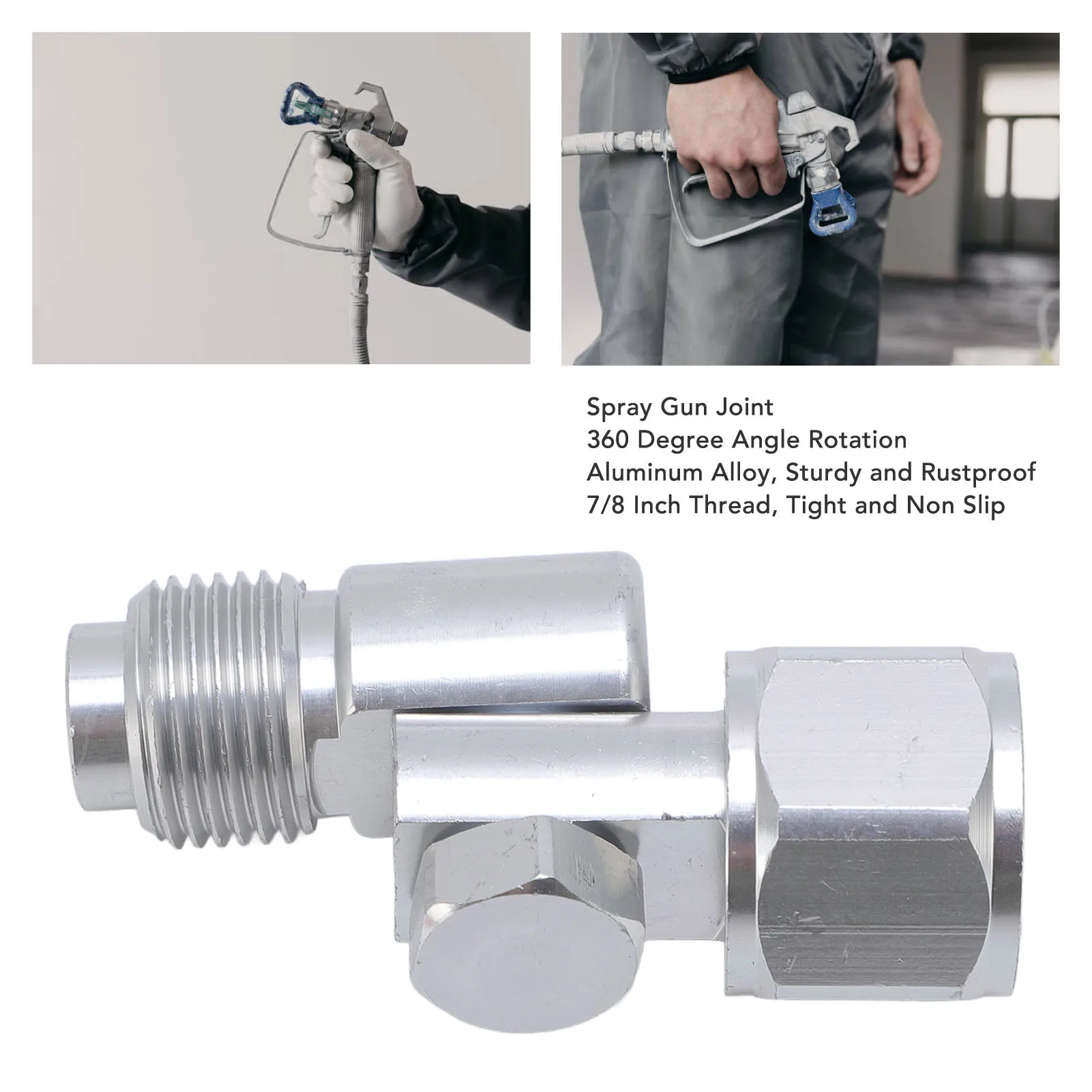 Airless Paint Spray Gun Swivel Joint 360° Rotation Angle Aluminium Alloy Spray Gun Hose Swivel Joint Sprayer Gun Swivel Joint