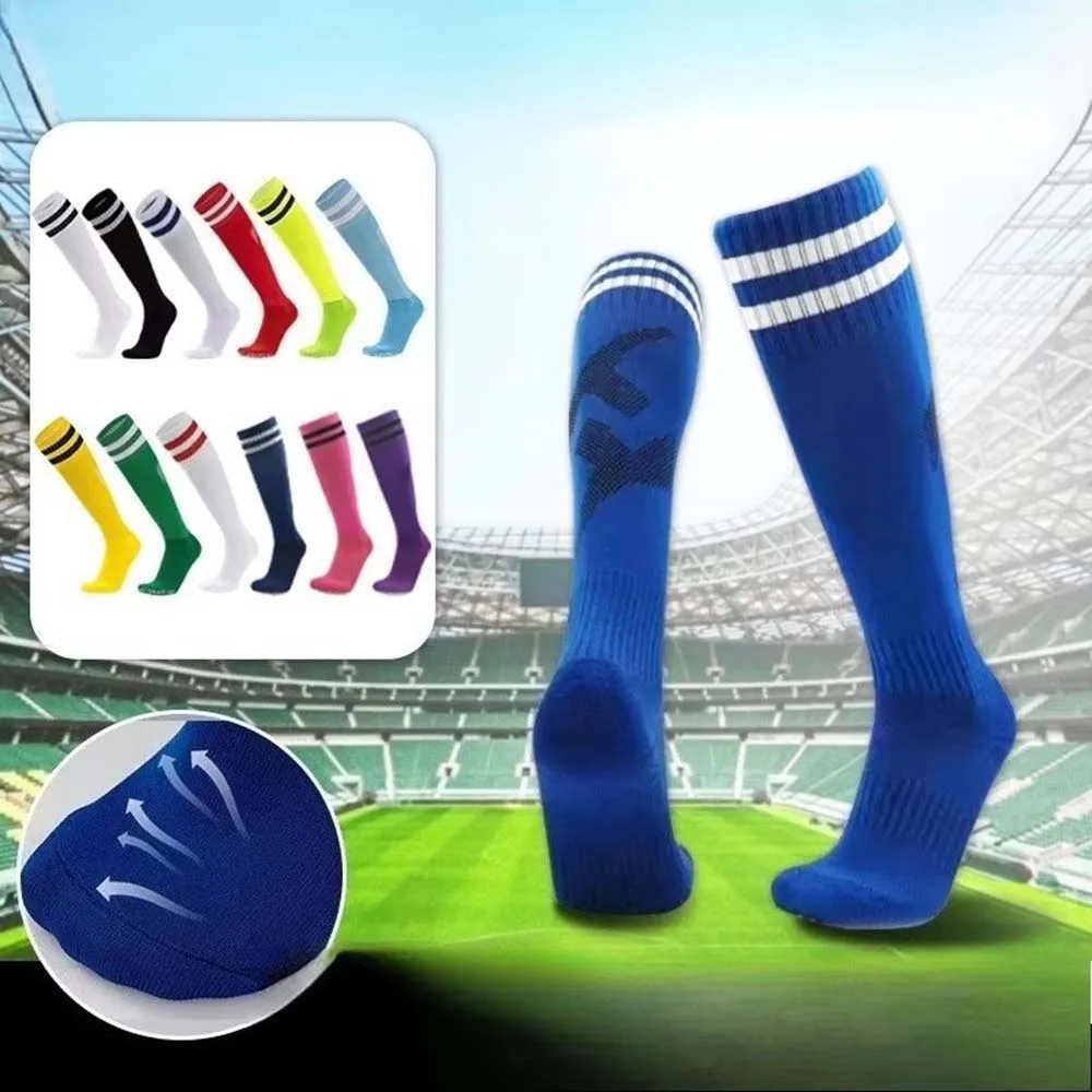 

2 пары футбольных носков для взрослых и детей, футбольные носки с махровой подошвой, дышащие, влагопоглощающие и противоскользящие спортивные носки