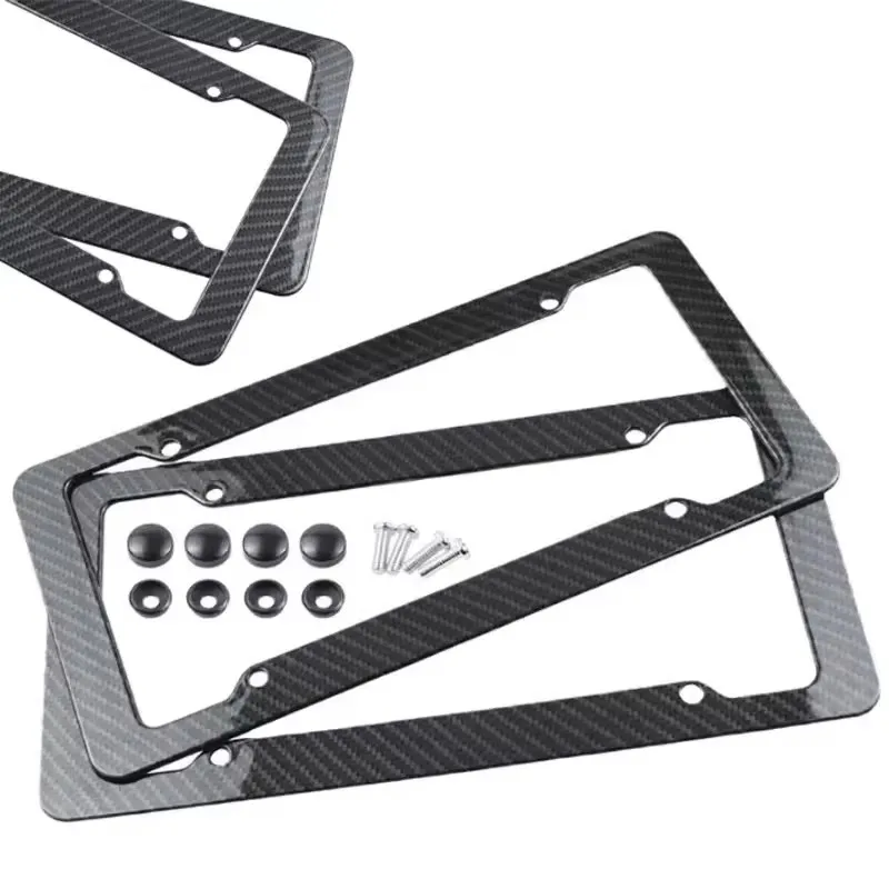 Universal 30*15CM 1/2pcs License Plate Frame Carbon pattern Plastic License Plate Frame Bracket with Standard Screw Kits
