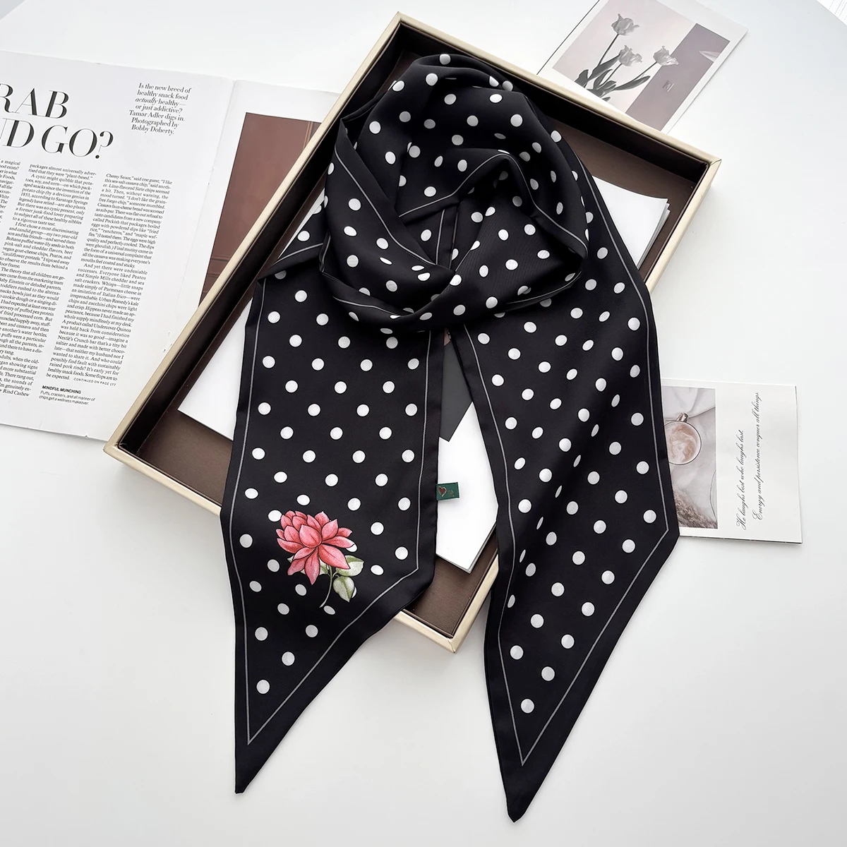 1pc Neue Mode Druck Haar Band Langen Schal Für Frauen Krawatte Tasche Dünne Halstuch Damen Floral Stirnbänder – Detail 38