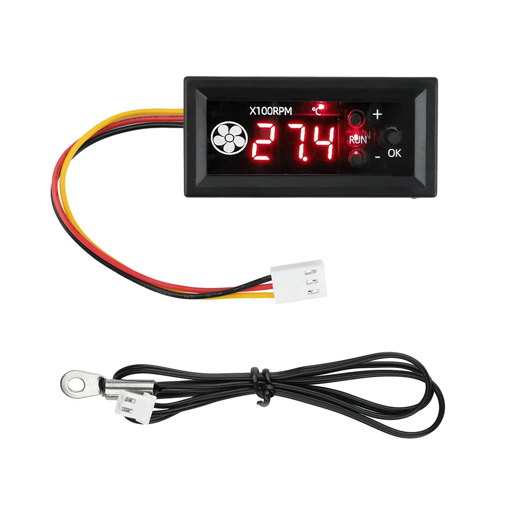 DC12V 4-Wire PWM مروحة متحكم في درجة الحرارة سرعة تحكم LED شاشة ديجيتال درجة الحرارة سرعة متر مع جهاز استشعار درجة الحرارة