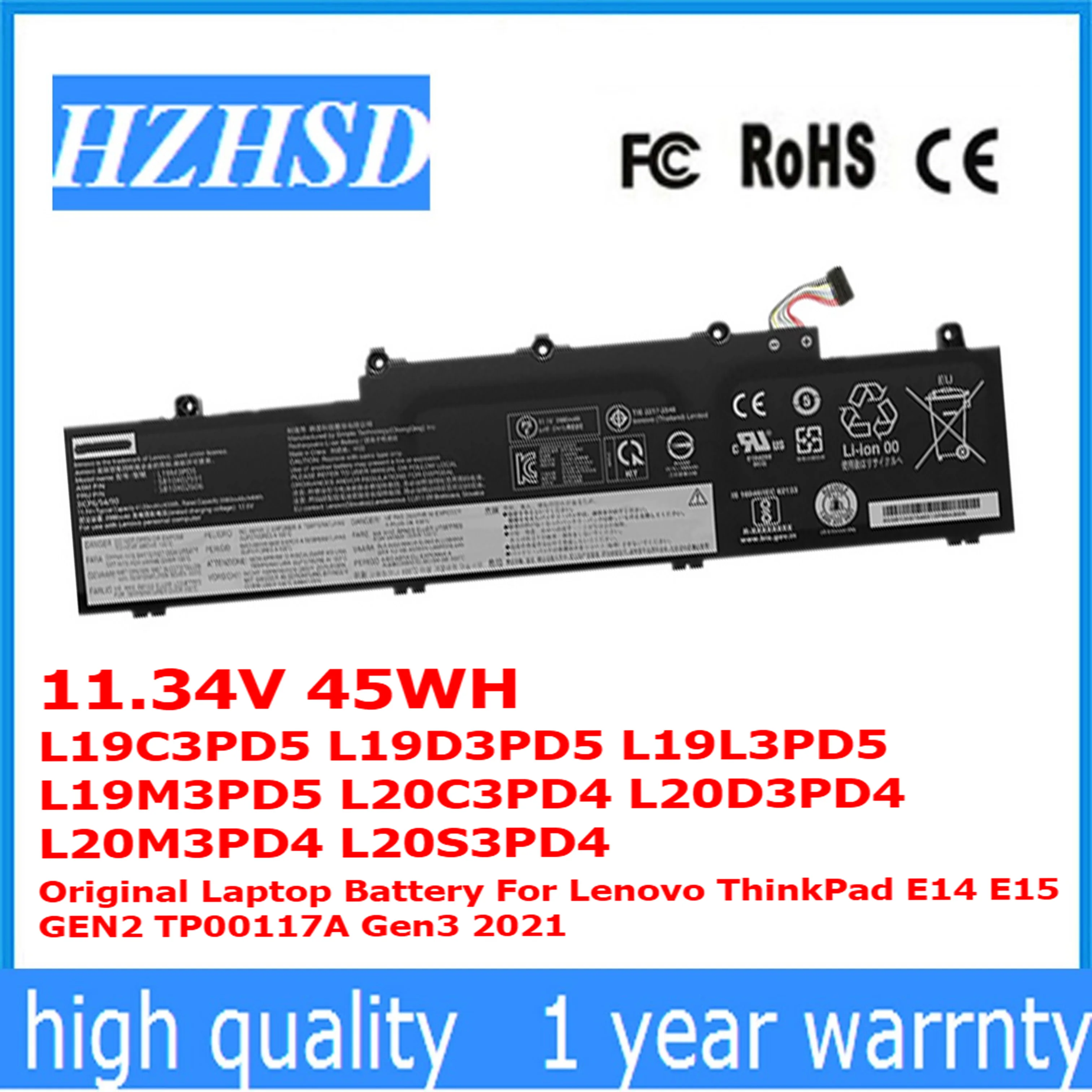 Bateria para Lenovo Thinkpad E14 E15 Gen2 Tp00117a Gen3 L19c3pd5 L19d3pd5 L19l3pd5 L19m3pd5 L20c3pd4 L20d3pd4 L20m3pd4 L20s3pd4