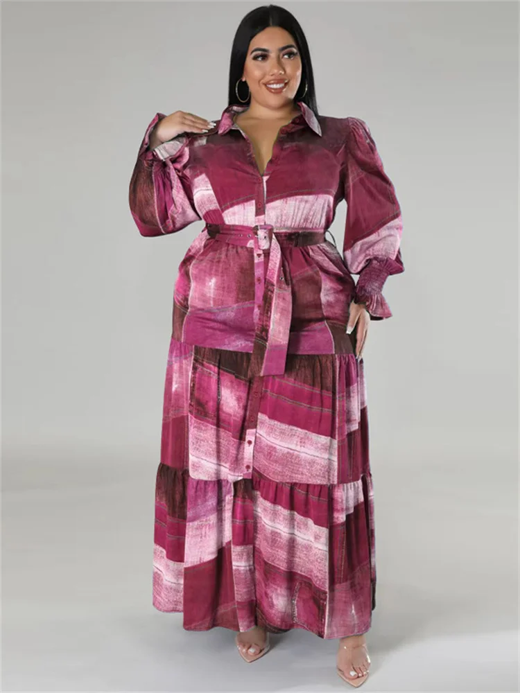 Wmstar Plus Size Jurken Voor Vrouwen Tie Dye Bedrukt Met Zakken Slashes Fashion Party Maxi Dress Hot Sale Groothandel Dropshipping