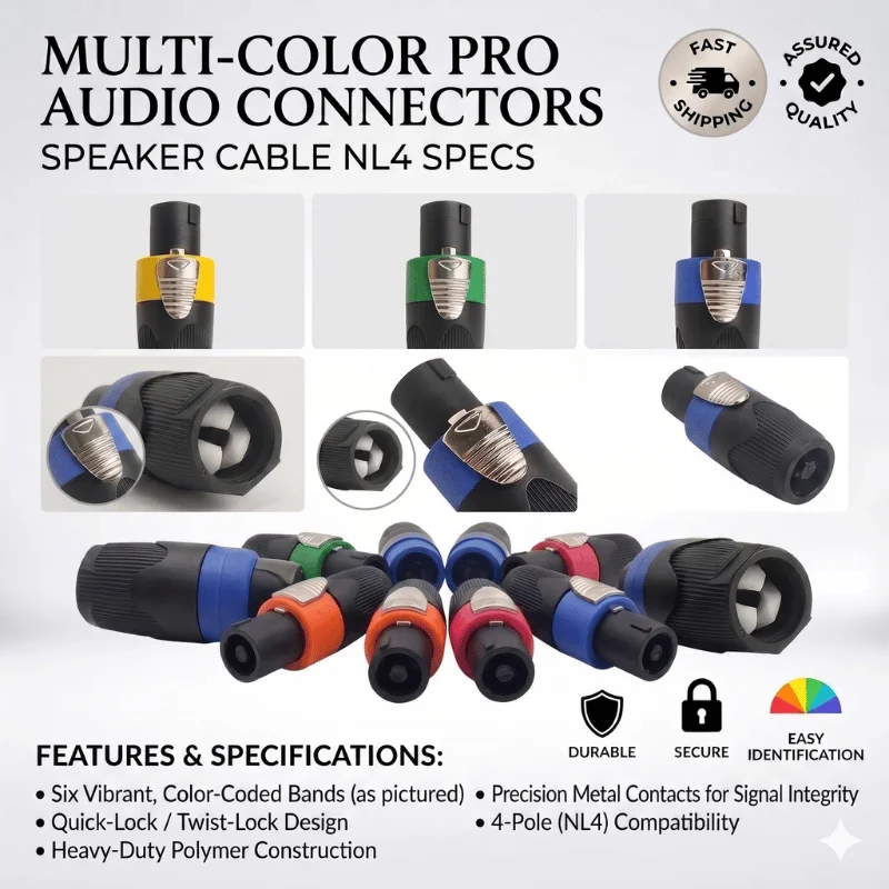 

4Pcs Speakon 4 Pole Male Plug Audio Speaker Powercon Connector NL4 Style PA DJ Stage Equipment
