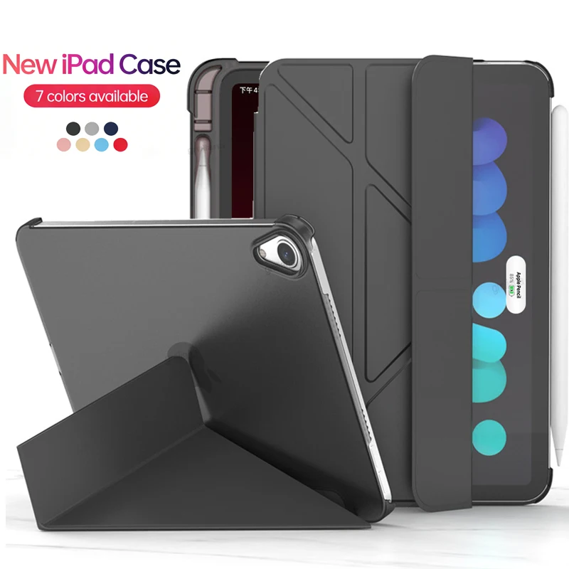 For iPad A19 12th 11th 11 10th Cover iPad 5/6/7/8/9th Gen 10.9 10.2 Air mini Pro 11 13 Case with Pencil Holder Multi-Angle Stand