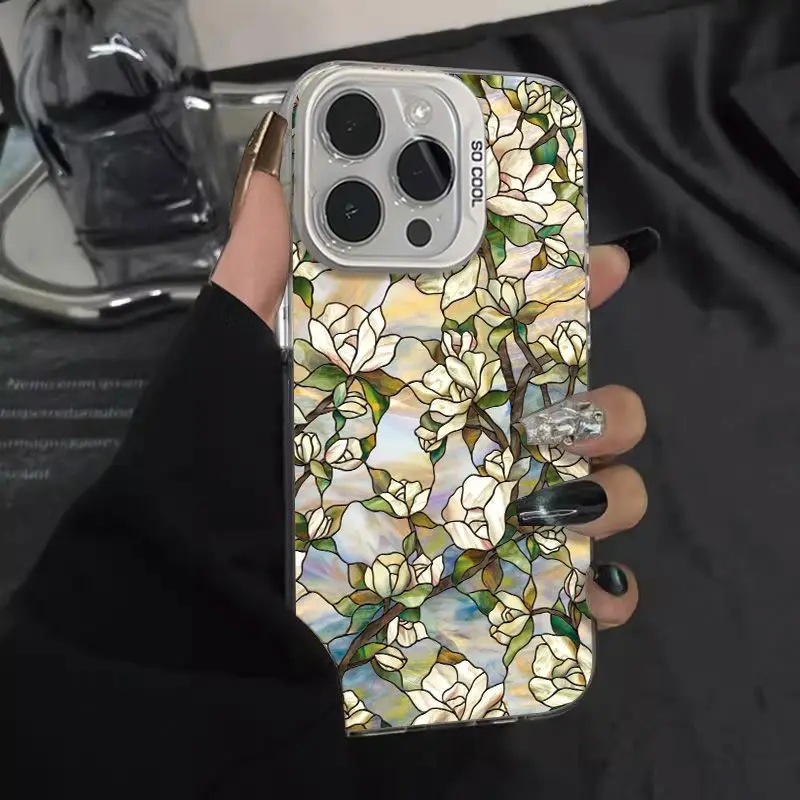 

Screen is filled with orchid designs case for iPhone 16 15 14 13 12 11 Pro/ Max/Plus shock-proof rear cover anti-fingerprint