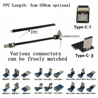 FFC Type-C Mini Micro USB Extension Ribbon Cable 90 FPV Slim Flat Soft flexible FPC charge FPV Brushless Handheld Gimbal monitor