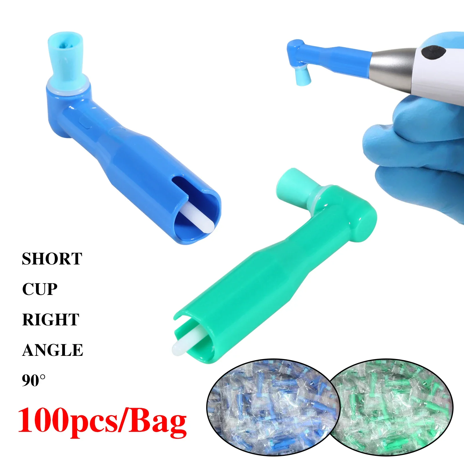 

100pcs Dental Prophy Angles with Soft Latex-Free Bags Disposable for Oral Care Prophylaxis Tools