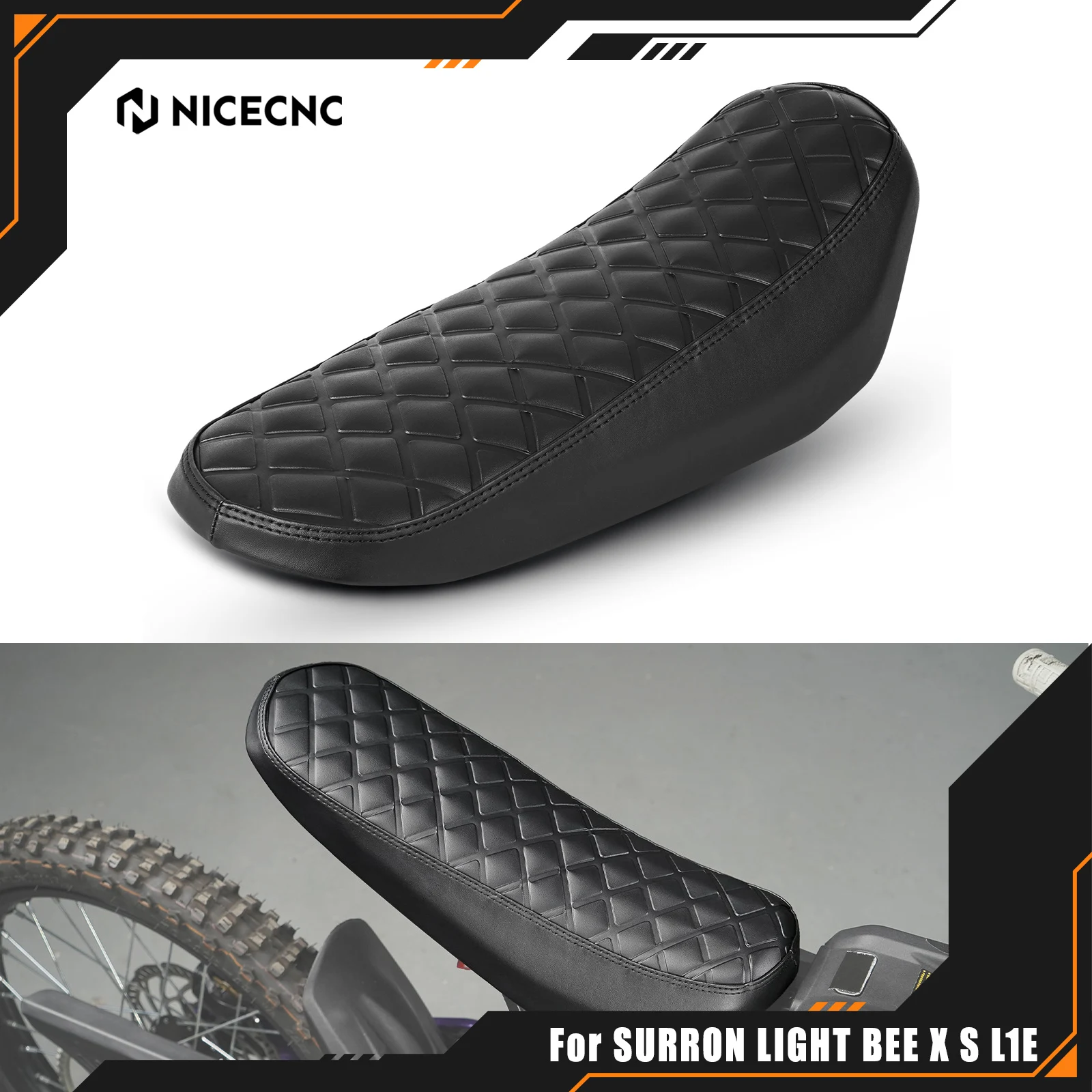 

NICECNC For Surron Light Bee X Motocross Seat Cushion PU Leather Waterproof For Sur-Ron Light Bee S L1E Electric Dirt Bike