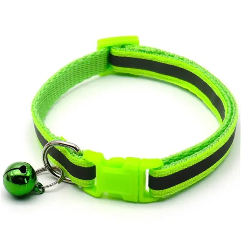 Cute Nylon Reflective Pet Collar Pet Accessories Dog Cat Collar Bell Colorful Reflective Adjustable Collars for Puppy Kitten