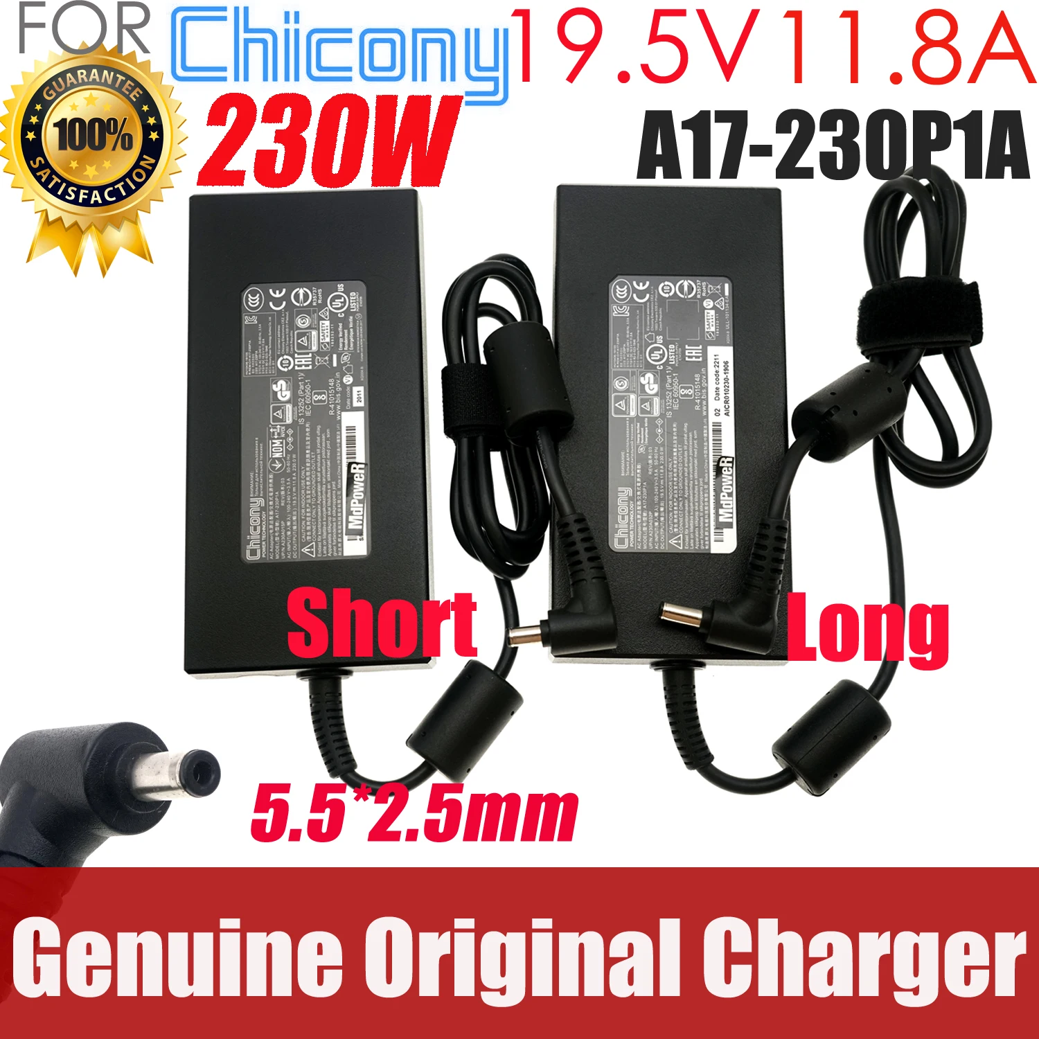 

Original Chicony 19.5V 11.8A 230W A17-230P1A A230A022P AC Adapter Charger For MECHREVO MSI GIGABYTE Power Supply 5.5*2.5MM