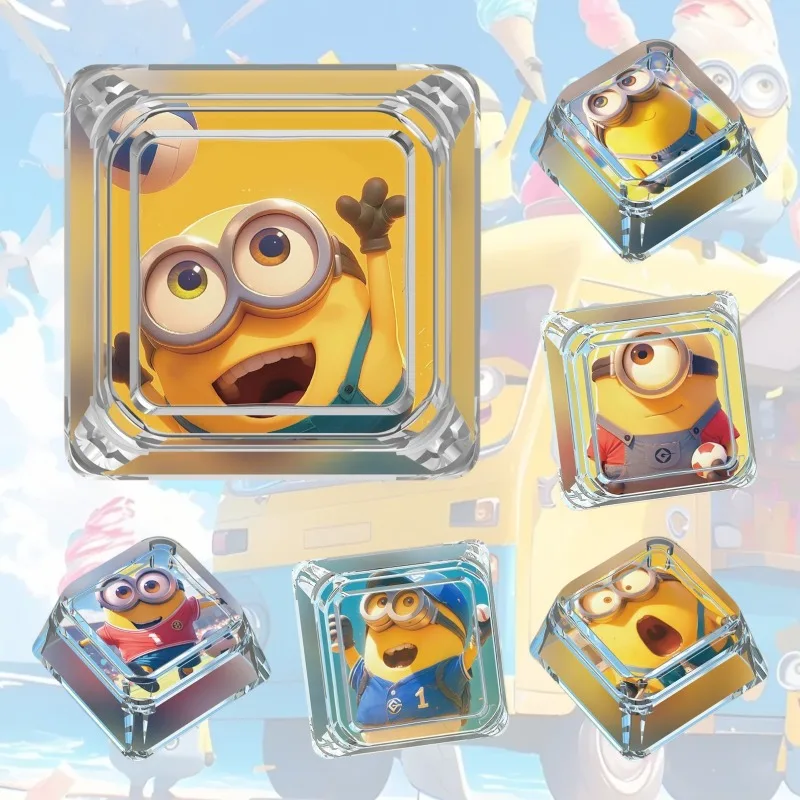 

Креативные полупрозрачные кейкапы для механической клавиатуры с изображением Миньонов из мультфильма «Гадкий я», милые аниме-кейкапы, подарок