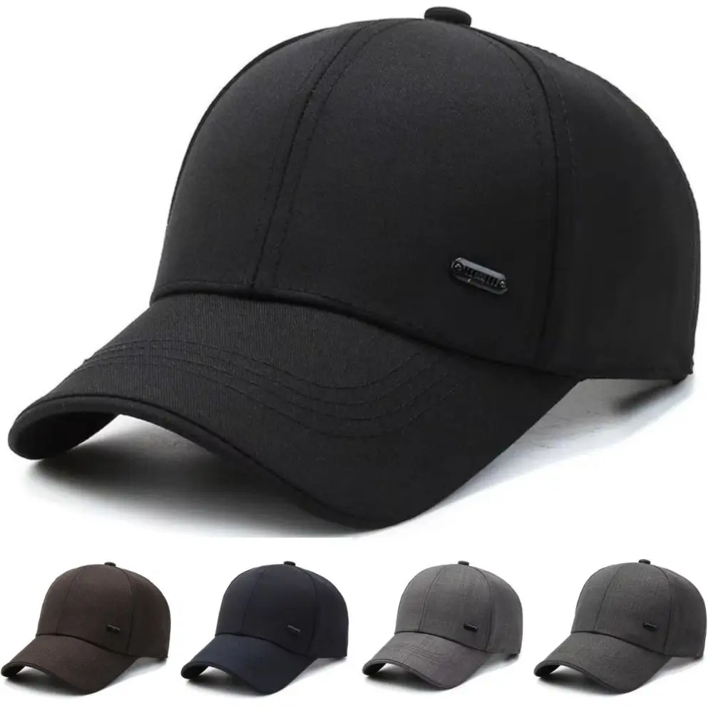 Outdoor Men's Suit Material Baseball Cap Casual Korean Style Round Top Bent Brim Hat Visors Adjustable Baseball Hats