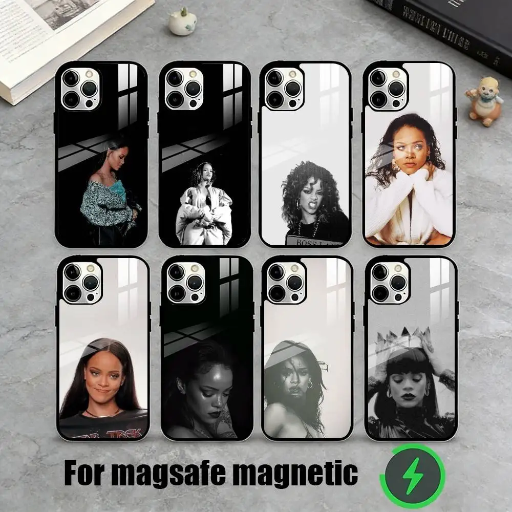 

R-Rihanna Phone Case For iPhone17,16,15,14,13,12,11 Plus,Pro Magnetic For Magsafe Wireless Charging