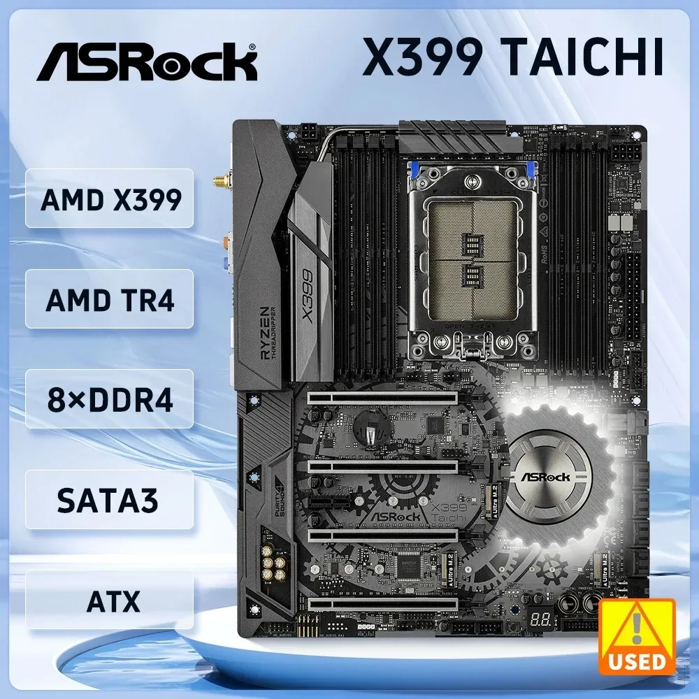 AMD X399 Motherboard ASRock X399 Taichi Socket TR4 8×DDR4 128GB PCI-E 3.0 M.2 USB3.1 ATX support  AMD TR 1920X 2950X 1900X cpu