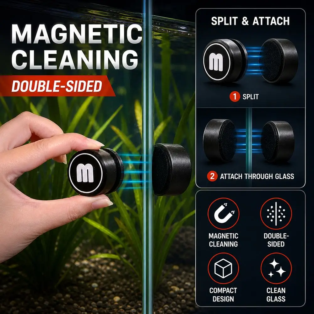 New Magnetic Aquarium Cleaning Brush Mini Compact Aquarium Algae Scraper Double Sided Fish Tank Cleaner Fish Tank Cleaning Tool