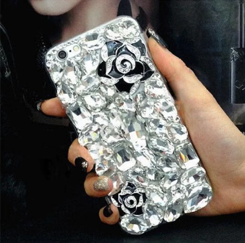 Bling Crystal Diamond Rhinestone 3D Stones Hard Back Cover For iphone 11 12 13 14 15 Pro max  For Samsung  S24 S23 S20 S21 Plus