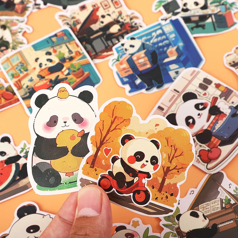 55 pçs dos desenhos animados panda adesivos à prova dwaterproof água personalidade bonito decorativo copo de bagagem portátil telefone guitarra skate adesivos