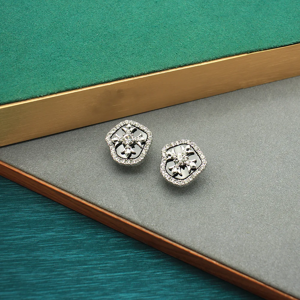 New Wholesale 925 Sterling Silver Stud ,Copper Cross Earring   , for Lady's Jewelry