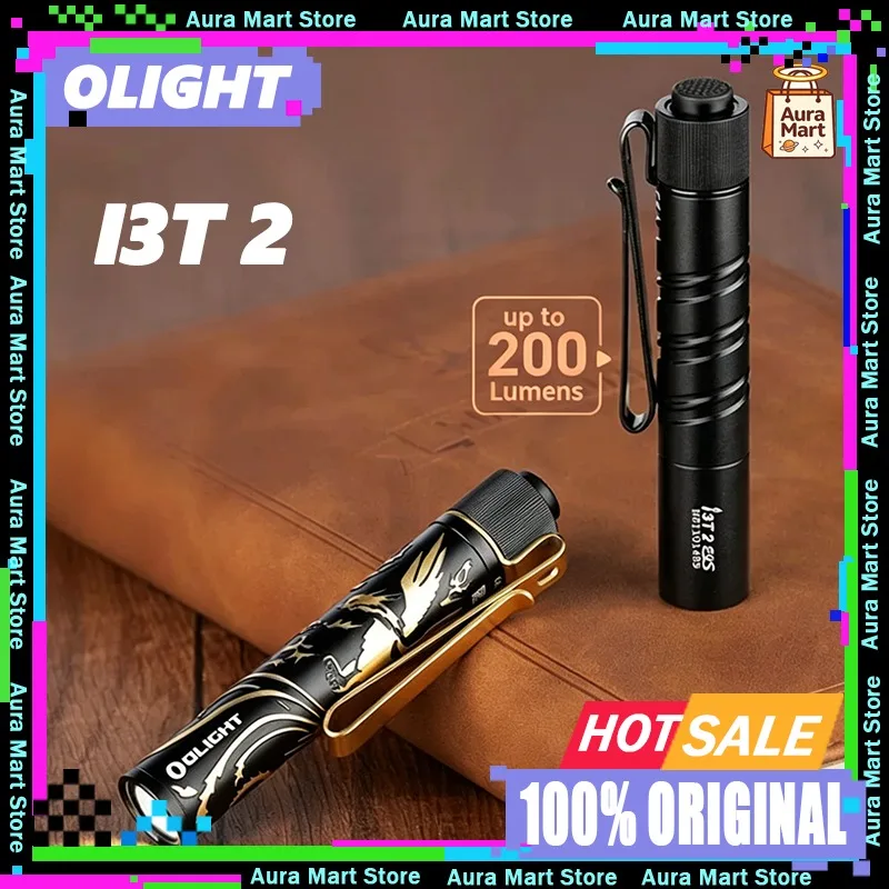 OLIGHT Goddess I3T 2 Dual Level Thin Straight Tube Portable 200 Lumen Tail Press EDC Small Flashlight  Rechargeable Tail-Switch