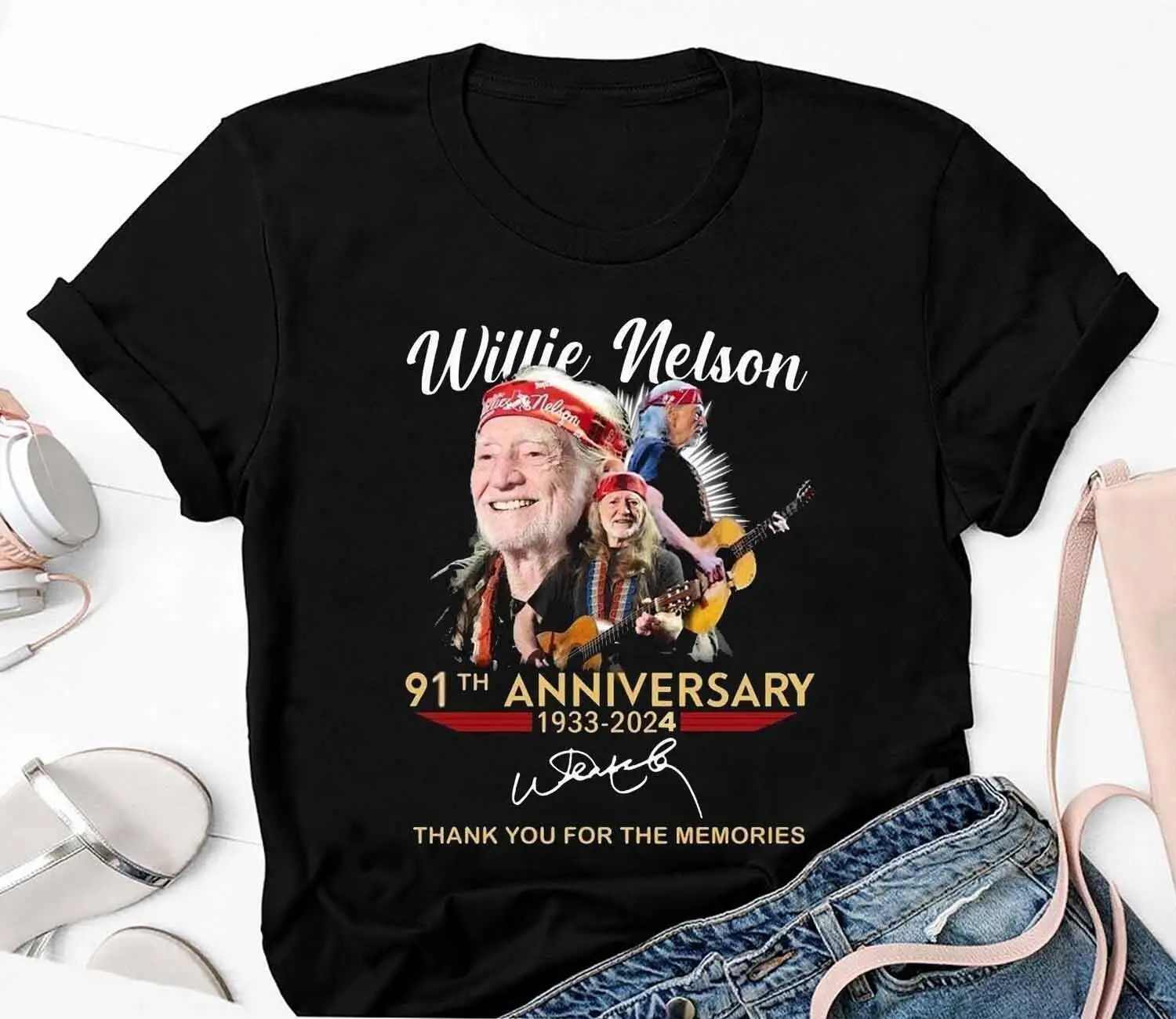 Willie-Nelson Anniversary 1933 - 2024 The Memories Shirt S-3XL Freeship