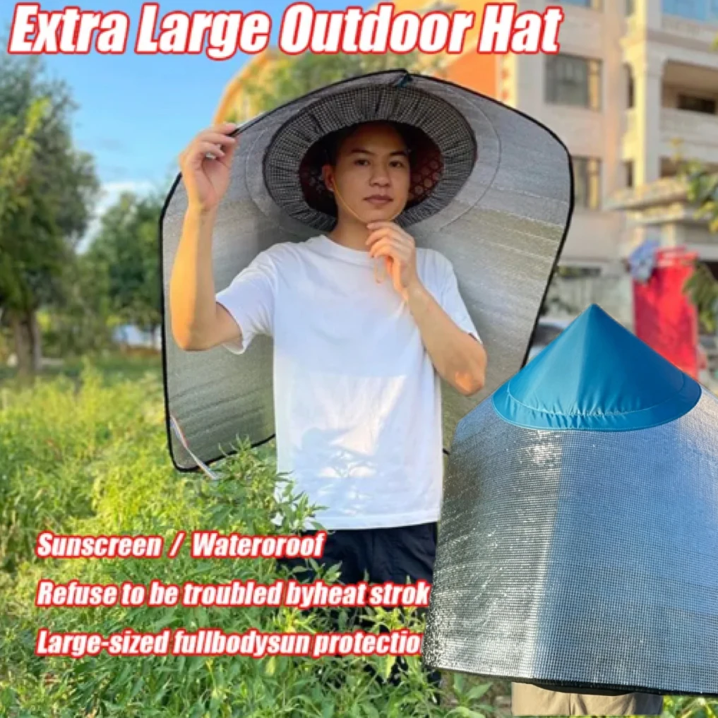 Unisex Wide Brim Designed Breathable Sunshade Hat Outdoor Rainproof Oversized Heat Insulation Protection Tea Picking Fishing Hat