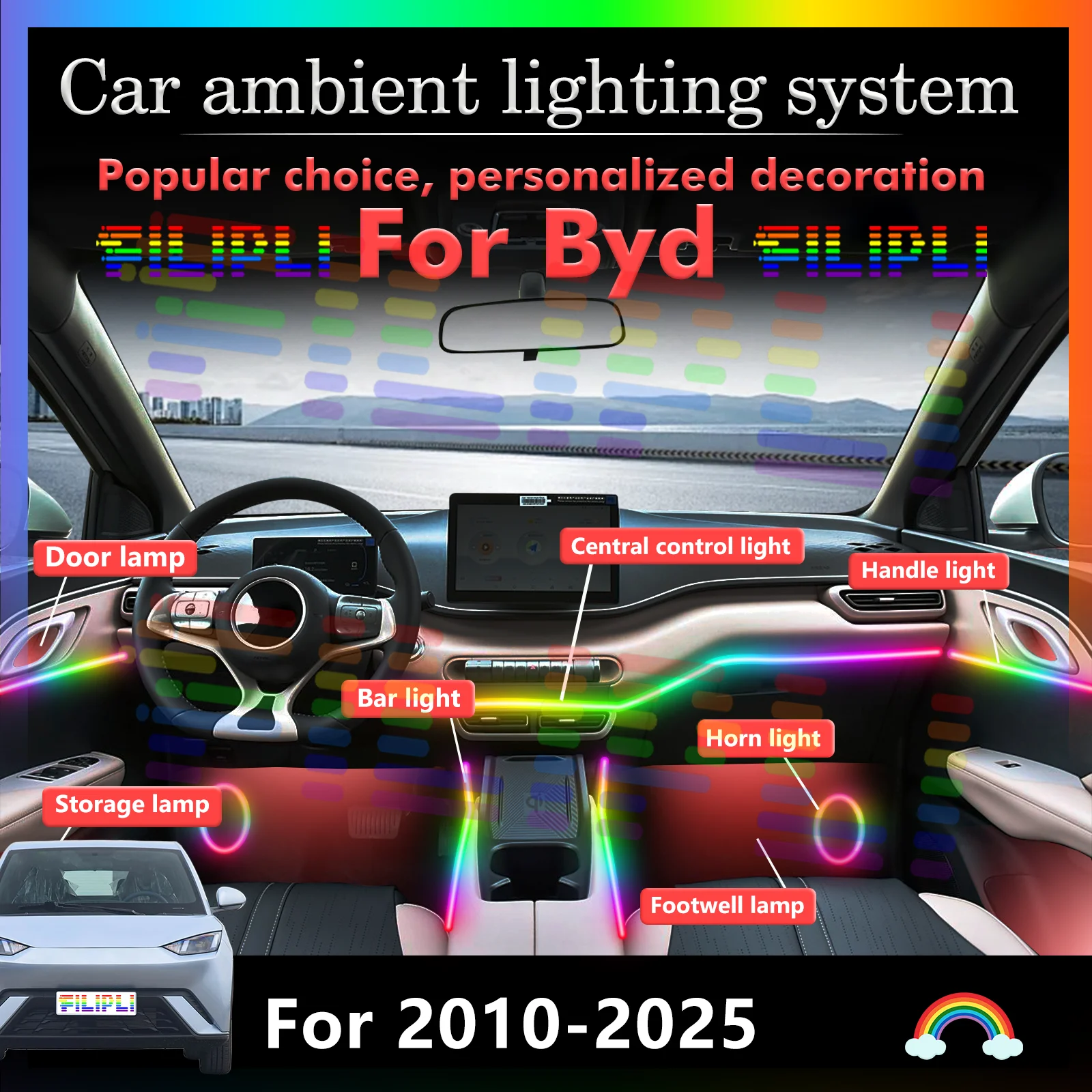 

For Byd Vehicle Lights - Real-time Weather Sync, Auto-color Adjustment Based on Conditions